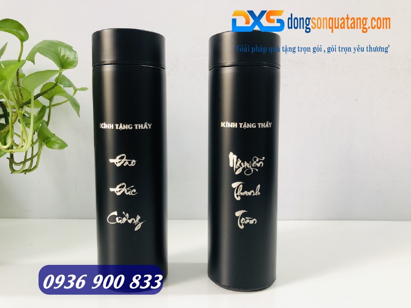 Bình giữ nhiệt inox 304 dung tích 500ml màu đen in khắc tên thầy cô 