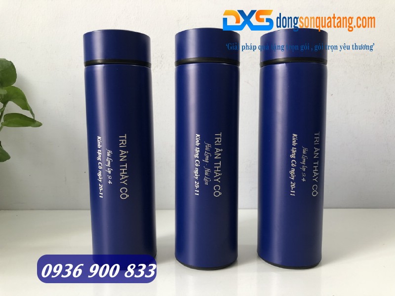 Bình giữ nhiệt màu xanh khắc nội dung tri ân Thầy Cô 20 11 