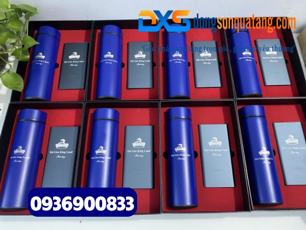 Gift set Pin sạc + Bình giữ nhiệt in logo theo yêu cầu