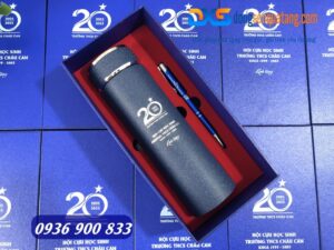 Bộ quà tặng Bình Bút In Logo Trường Châu Can