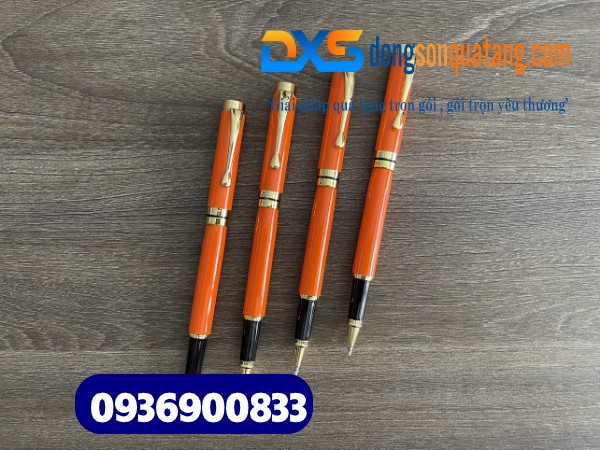 Bút ký cao cấp – BKX 017 – Màu cam- Khoen hình tổ ong – Khắc tên theo yêu cầu giá sỉ HCM