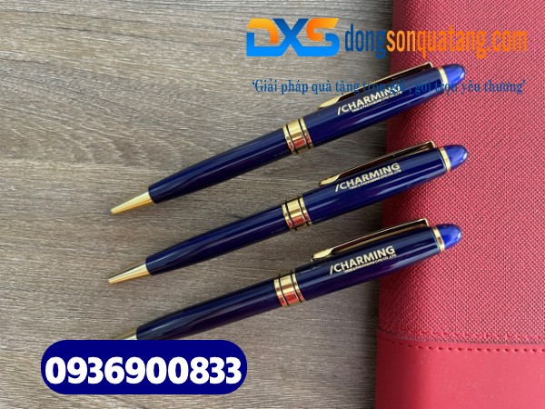 Bút ký cao cấp – BKX 029 – Màu xanh,dạng xoay khoen vàng