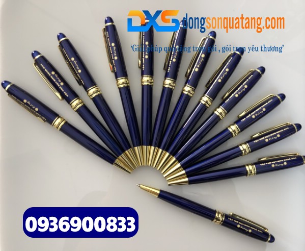 Bút ký cao cấp – BKX 029 – Màu xanh,dạng xoay khoen vàng