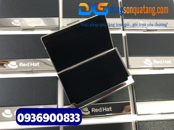 Hộp đựng namecard da phối inox màu đen cao cấp khắc logo theo yêu cầu 
