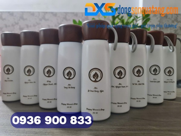  Bình Giữ Nhiệt Nắp Vân Gỗ In Logo giá sỉ HCM