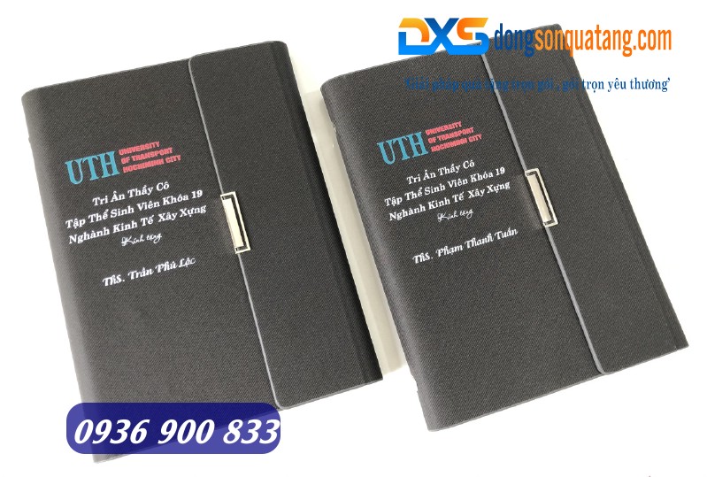 sổ da bìa cong in ấn logo làm quà tặng