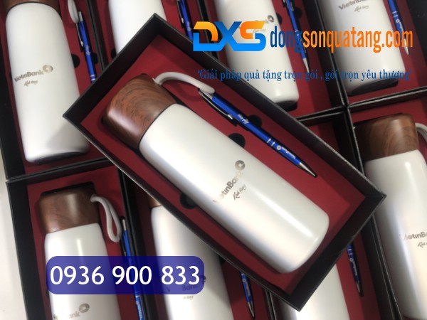 Bộ Quà Tặng Bình Bút In Khắc Logo VietinBank 