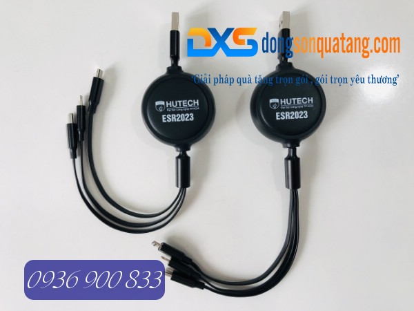 Cáp Sạc 3 Đầu Dây Rút hoco In Logo Trường Đại Học HUTECH