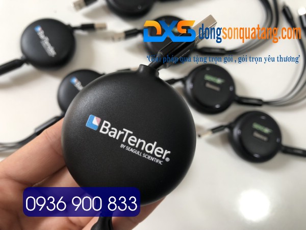 Dây Cáp Sạc 3 Đầu Dây Rút Baseus In Logo BarTender