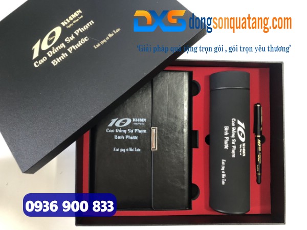 Gift Set Sổ Bình Bút In Khắc Logo Trường Cao Đẳng Sư Phạm Bình Phước 