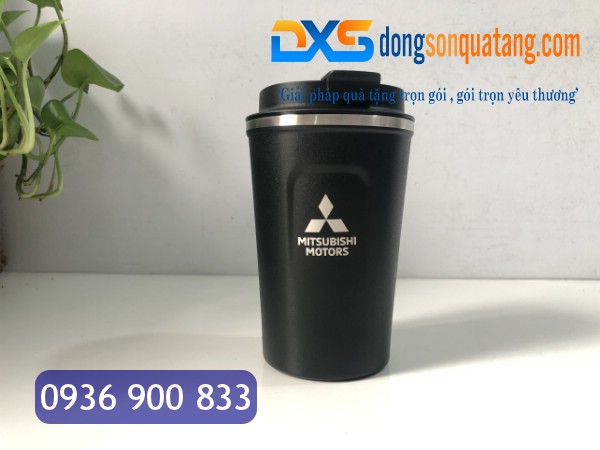 LGN 004 - In Hình Logo Công Ty Lên Ly Giữ Nhiệt Màu Đen 380ml - Quà Tặng Khách Mời Thiết Thật 
