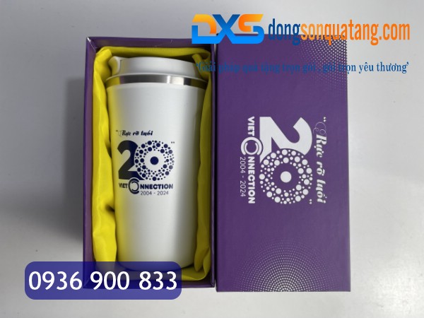 LGN 007 - Set Hộp Đựng Ly Giữ Nhiệt In Khắc Logo VIET CONNECTION