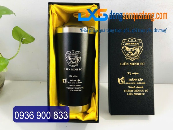 LGN 012 - Set Ly Giữ Nhiệt In Khắc Logo Kèm Hộp Đựng Cao Cấp