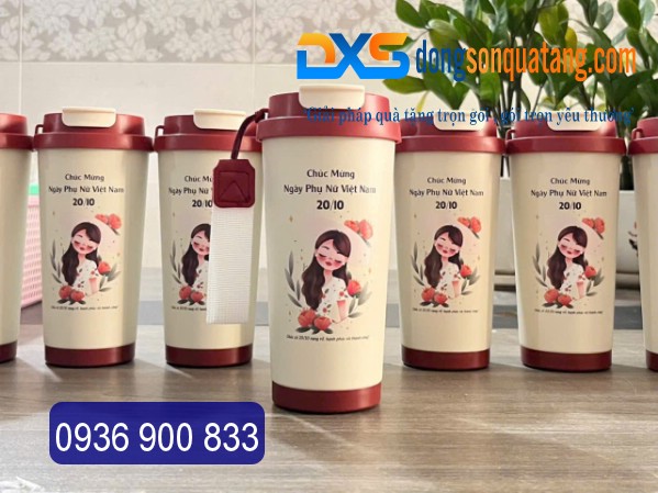LGN 013 - Ly Giữ Nhiệt In Hình , Logo Công Ty Quà Tặng Phụ Nữ Việt Nam 20/10