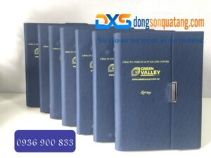 Sổ Tay Bìa Da Cao Cấp Màu Xanh Gập 3 In Logo Green Valley
