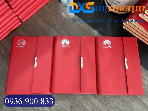 SDX 017 - Sổ Tay Da Bìa Còng Pu Ép Kim Bạc Logo HUAWEI Làm Quà Tặng 