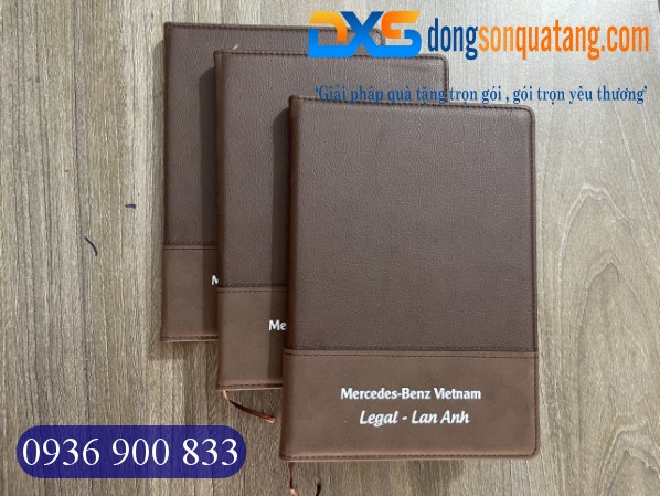 Sổ Tay Da Dán Gáy In Logo Hãng Xe Mercedes-Benz