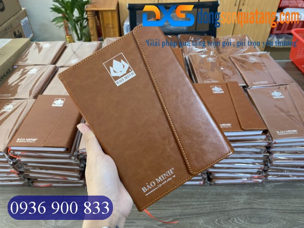 SDX 023 - Sổ Bìa Da Pu Dán Gáy Ép Kim Bạc Logo Bảo Minh Làm Quà Tặng Quảng Cáo 