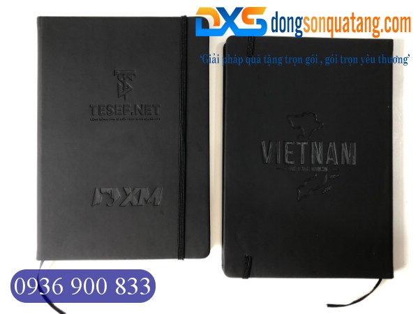 SDX 024 - Sổ Tay Da Dán Gáy Pu Dập Chìm 2 Mặt Logo XM