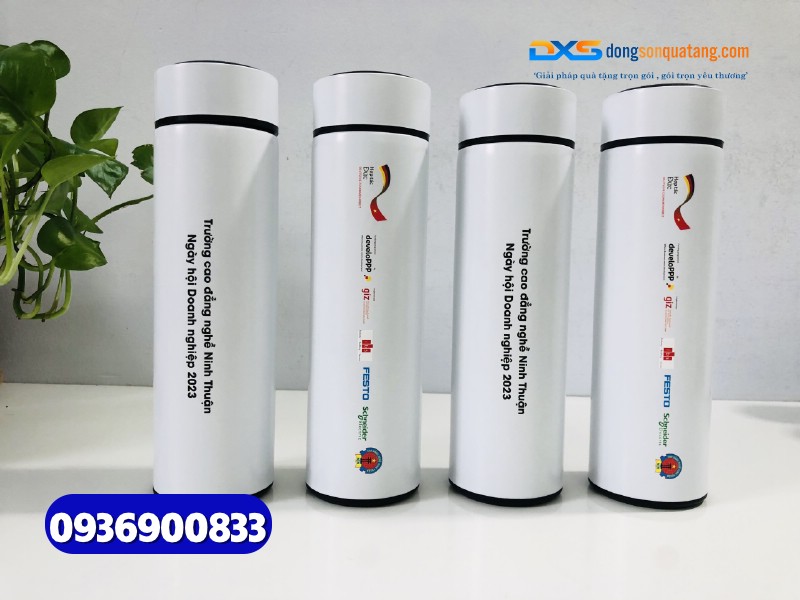 Binh giu nhiet Inox Mau Trang - In noi dung Truong cao dang ghe Ninh Thuan (11)
