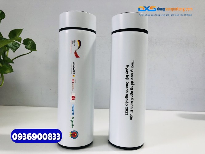 Binh giu nhiet Inox Mau Trang - In noi dung Truong cao dang ghe Ninh Thuan (7)