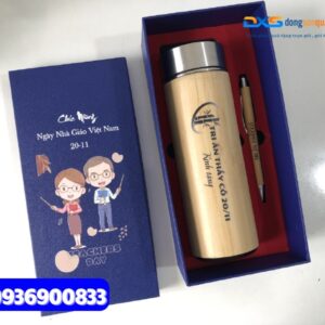 Set quà tặng ( Bình giữ nhiệt gỗ + Bút gỗ ) - SQX 003