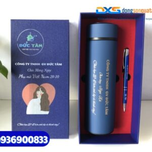 Set quà tặng doanh nghiệp ( Sổ tay da bìa còng + Bút kim loại + Bình giữ nhiệt life)-SQX 002