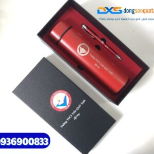 1 . Set quà tặng ( bút bấm kim loại + Bình giữ nhiệt life ) - SQX 001 In Logo 