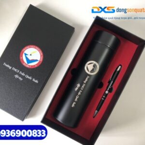 1 . Set quà tặng ( bút bấm kim loại + Bình giữ nhiệt life ) - SQX 001 In Logo 