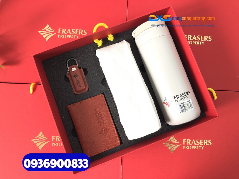 Set quà tặng doanh nhân (Bình giữ nhiệt+Ví đựng namecard+USB+Túi canvas)_In ấn logo FRASERS PROPERTY Set quà tặng doanh nhân (Bình giữ nhiệt+Ví đựng namecard+USB+Túi canvas)_In ấn logo FRASERS PROPERTY