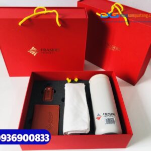 Set quà tặng doanh nhân (Bình giữ nhiệt+Ví đựng namecard+USB+Túi canvas)_In ấn logo FRASERS PROPERTY