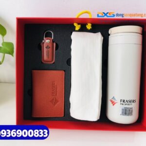 Set quà tặng doanh nhân (Bình giữ nhiệt+Ví đựng namecard+USB+Túi canvas)_In ấn logo FRASERS PROPERTY