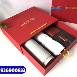 Set quà tặng doanh nhân (Bình giữ nhiệt+Ví đựng namecard+USB+Túi canvas)_In ấn logo FRASERS PROPERTY