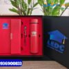 Set quà tặng doanh nghiệp ( Sổ tay da bìa còng + Bút kim loại + Bình giữ nhiệt life)-SQX 002