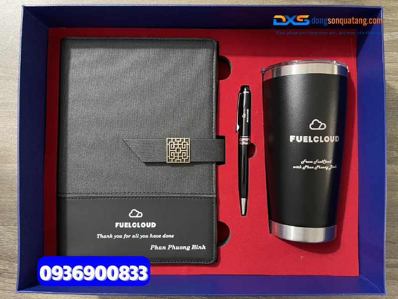 Bo qua tang Giftset So tay bia cong But kim loai Ly giu nhiet In khac Logo FULL CLOUD (4)