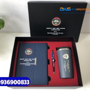 Set quà tặng nhân viên ( Sổ tay da + Bút kim loại +Ly giữ nhiệt ) SQX 014