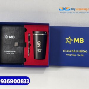 Set quà tặng nhân viên ( Sổ tay da + Bút kim loại +Ly giữ nhiệt ) SQX 014