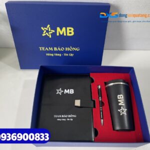 Set quà tặng nhân viên ( Sổ tay da + Bút kim loại +Ly giữ nhiệt ) SQX 014