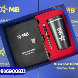 Set quà tặng nhân viên ( Sổ tay da + Bút kim loại +Ly giữ nhiệt ) SQX 014