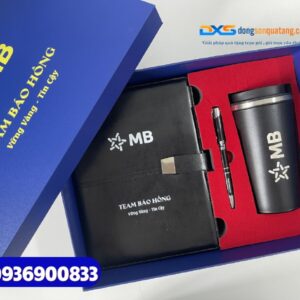 Set quà tặng nhân viên ( Sổ tay da + Bút kim loại +Ly giữ nhiệt ) SQX 014