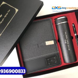 Set quà tặng Vip( Bình giữ nhiệt+ But ký kim loại+ Sổ sạc thông minh 5in1 )- SQX 013