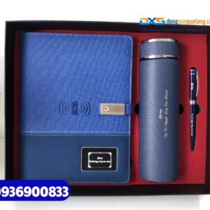 Set quà tặng Vip( Bình giữ nhiệt+ But ký kim loại+ Sổ sạc thông minh 5in1 )- SQX 013