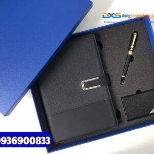 Set quà tặng đối tác nước ngoài (Sổ tay da + Bút kim loại + Hộp namecard)-SQX 010- Quà tặng sự kiện ngoại giao