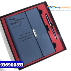 Set quà tặng doanh nghiệp ( Sổ tay bìa còng + bút kim loại )-SQX 006