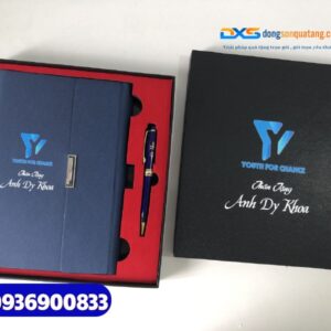 Set quà tặng doanh nghiệp ( Sổ tay bìa còng + bút kim loại )-SQX 006