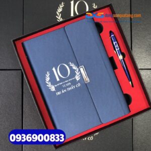 Set quà tặng doanh nghiệp ( Sổ tay bìa còng + bút kim loại )-SQX 006