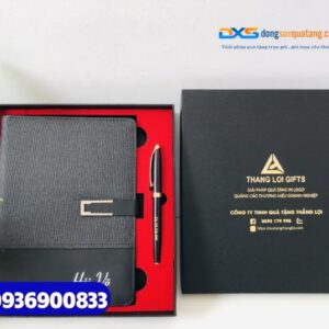 Set quà tặng doanh nghiệp ( Sổ tay bìa còng + bút kim loại )-SQX 006