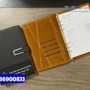 Sổ tay bìa da gập 2 khóa cài nam châm - STX 003 - in khắc logo làm quà tặng nhân viên