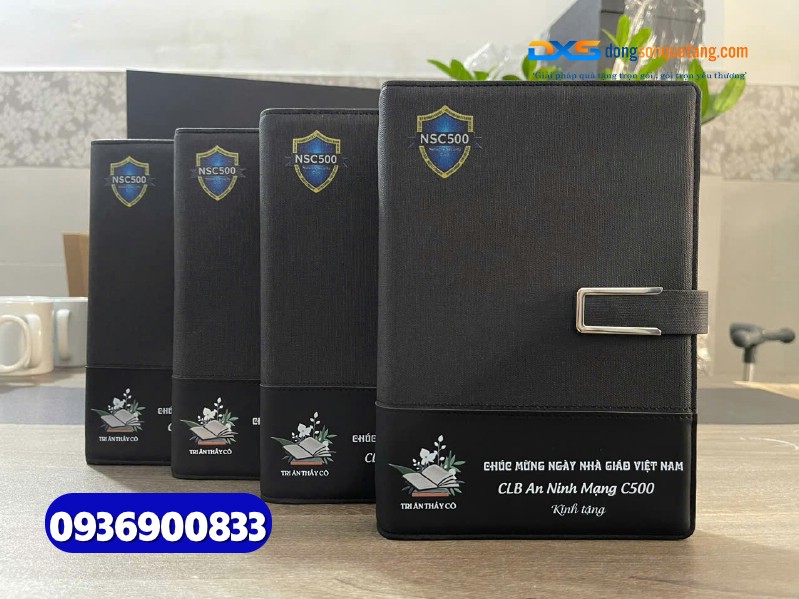 Sổ tay bìa da gập 2 khóa cài nam châm - STX 003 - in khắc logo làm quà tặng nhân viên