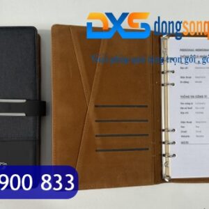 SDX 008 - Sổ Da In Tên Màu Đen A5 Bìa Còng Khóa Cài Nam Châm Làm Quà Tặng